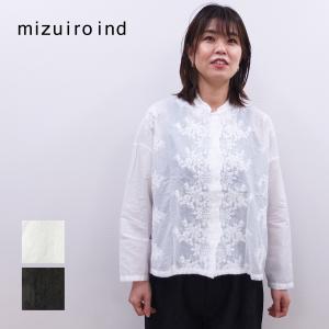 【クーポン利用で10%OFF】ミズイロインド mizuiro ind シャツ ブラウス レースシャツ ワイドシャツ レディース 日本製 JAPAN レースワイドシャツ｜b-e-c