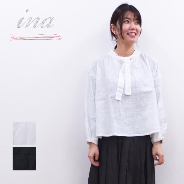 [D] 【SALE・セール】 イナ ina ガーゼ生地 ボウタイ付き シャツ ブラウス 日本製 レデ...