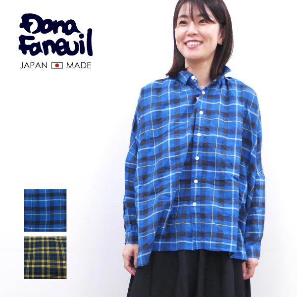 [B] 【SALE・セール】ダナファヌル Dana Faneuil チェック シャツ ブラウス ワイ...