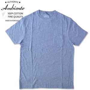 Ambiente アンビエンテ ヘザー クルーネック ポケットTシャツ HEATHER CREW NECK POCKET  S/S TEE  ヘザーネイビー　ポルトガル製｜b-e-shop