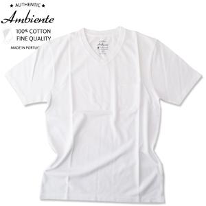 Ambiente [アンビエンテ] ピケ Vネック ポケットTシャツ  PIQUE V NECK POCKET TEE  WHITE ホワイト ポルトガル製｜b-e-shop