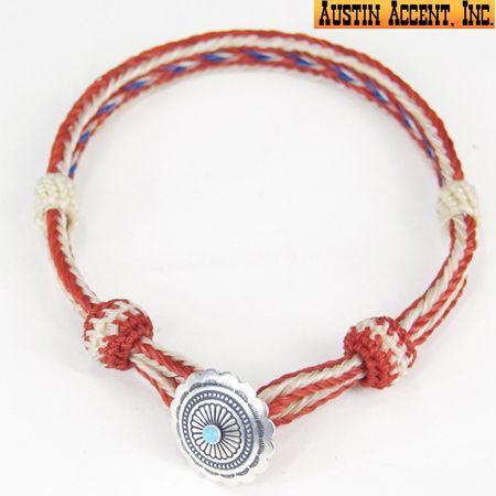 AUSTIN ACCENT オースティン アクセント ターコイズ付き シルバーコンチョ ホースヘアー...