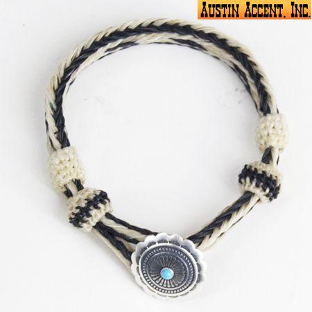 AUSTIN ACCENT オースティン アクセント ターコイズ付き シルバーコンチョ ホースヘアー...