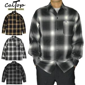 CalT op キャルトップ オンブレチェックシャツ ロングスリーブシャツ 長袖シャツ ネルシャツ CalTop｜b-e-shop