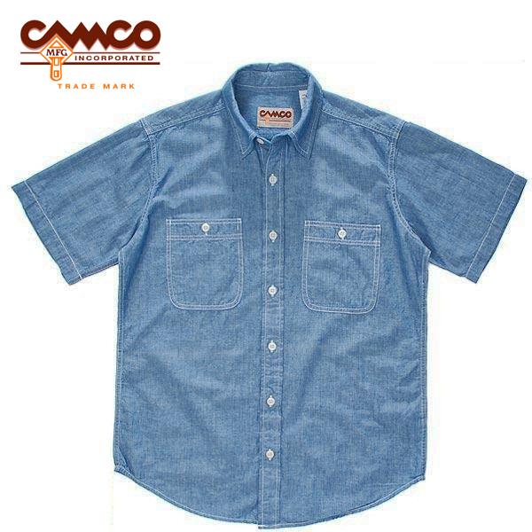CAMCO カムコ シャンブレーシャツ ショートスリーブシャツ ワークシャツ 半袖シャツ BLUE ...
