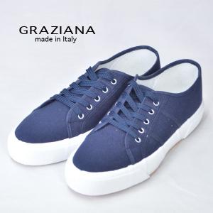 GRAZIANA/グラチィアーナ  TENNIS テニスシューズ MADE IN ITALY ミリタリー セーラーシューズ NAVY ネイビー　キャンバスシューズ｜b-e-shop