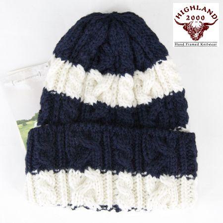 HIGHLAND2000 ハイランド2000 アラン ボブキャップ ボーダー ニットキャップ　ブリテ...