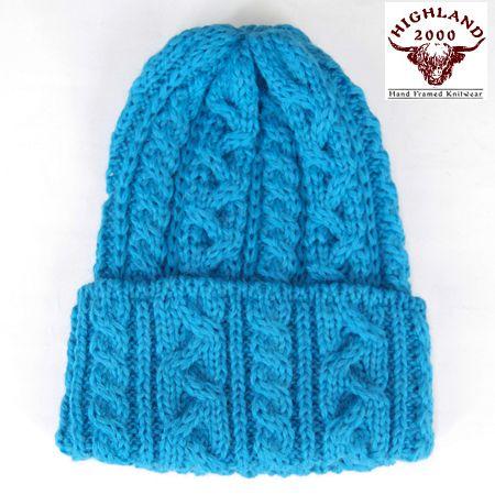 HIGHLAND2000 ハイランド2000 アラン ボブキャップ ニットキャップ ブルー ブリティ...