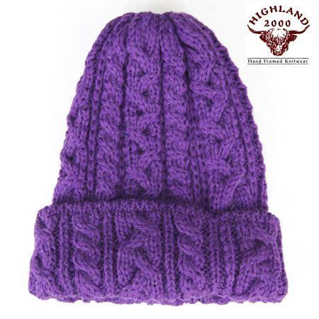 HIGHLAND2000 ハイランド2000 アラン ボブキャップ ニットキャップ パープル ブリテ...