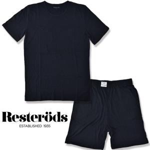 アウトレットセール レステロッズ RESTERODS BANBOO HOME WEAR バンブー ホームウェア  ルームウェア ブラック BLACK　Tシャツ ショーツ 上下セット｜b-e-shop