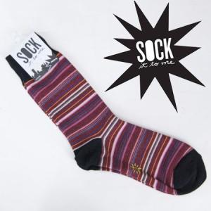 Sock It To Me ソックイット トゥーミー  メンズ クルーソックス　靴下 Men's Crew Socks BK&RD Thin Stripe ストライプ　ブラック／レッド｜b-e-shop