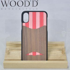 Wood'd ウッド iPhone XS・X covers ウッド 天然木 アイフォーンカバー iPhoneケース iPhone XS・X対応 STRIPES PINK カードケース付き｜b-e-shop