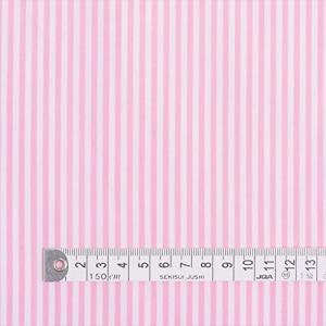 COLORFUL TEXTILE MARKET 超長綿先染ブロードロンスト 白×ピンクストライプ太 50先染ブロード生地 110cmx100cm