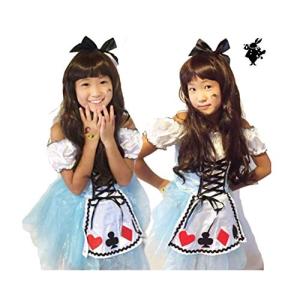 不思議の国のアリス風 ドレス カチューシャセット なりきり キッズコスチューム 女の子 各サイズ(S（100~110