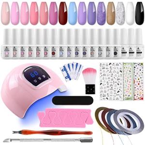 ジェルネイル セット スターターキット カラージェル 15色セット 8mlセルフネイルセット UV/LEDライト付き 54W 自宅ネイル 初心者