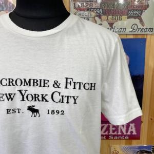 クリックポスト対応Abercrombie＆Fitchアバクロメンズ刺繍ロゴTシャツ3038ホワイト