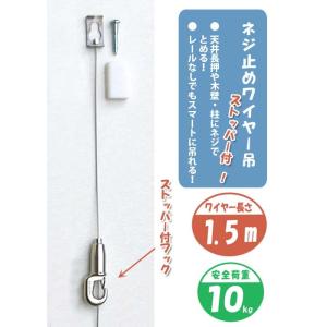 壁付け ワイヤー フック ネジ止め ワイヤー吊 ストッパー付 M-321