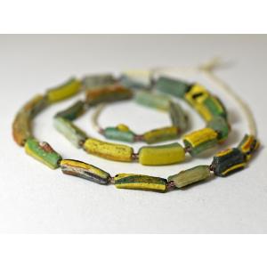 ○わくわくとんぼ玉☆Vintageヴェネチア6層グリーンシェブロン小玉10個