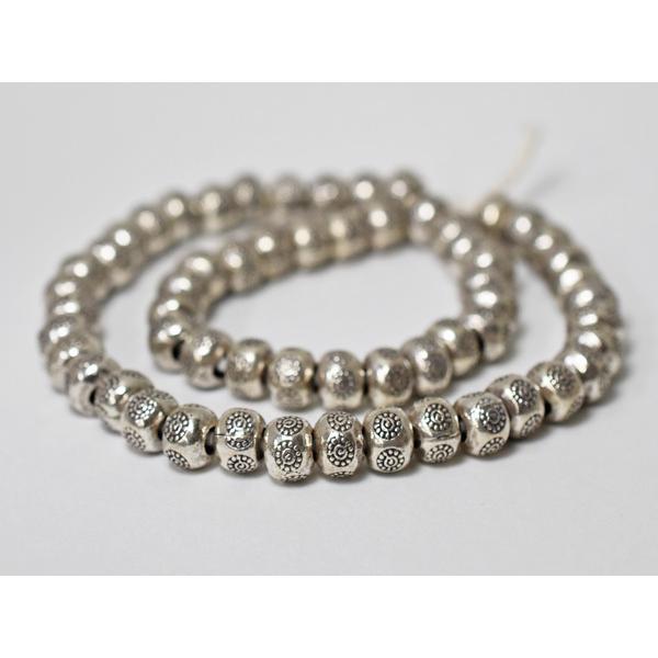 ●わくわく とんぼ玉★カレンシルバー刻印入偏平丸ビーズ一連JS（Φ8.0mm)  【送料無料】【26...