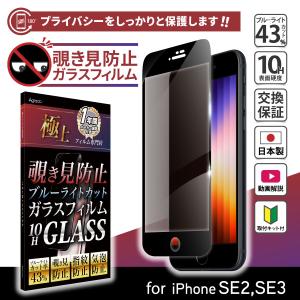 iPhoneSE2 SE3 覗見防止 フィルム ガラス ブルーライトフィルム se3 se2 覗き見防止 強化ガラス 10H iphone ケース 干渉しない 1年保証 極上 日本製旭硝子