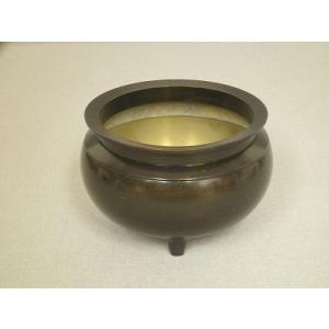 香炉　黒光色　４寸　真鍮製