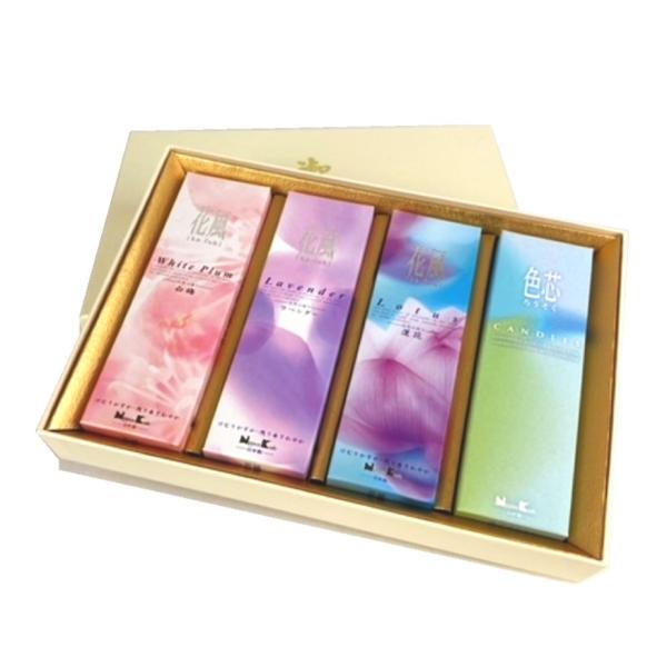 線香 進物線香 日本香堂 花風 アソート 線香３箱ローソク1箱入 お線香 喪中見舞い ギフト 贈答用...