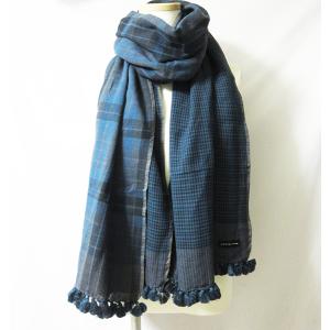 ヨーガンレールコットンチェックストール水色