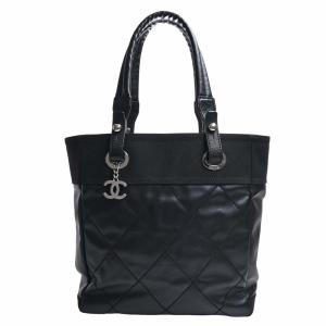 CHANEL シャネル レザー キャンバス パリビアリッツPM ココマーク トートバッグ ブラック レディース by｜b-rakuichi