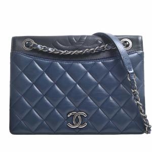 CHANEL シャネル ラムスキン マトラッセ ココマーク チェーン ショルダーバッグ ブルー レディース by｜b-rakuichi