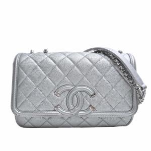 CHANEL シャネル キャビアスキン マトラッセ CCフィリグリー チェーン ショルダーバッグ シルバー レディース by｜b-rakuichi