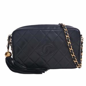 CHANEL シャネル レザー マトラッセ ココマーク フリンジ チェーン ショルダーバッグ ブラック レディース by｜b-rakuichi