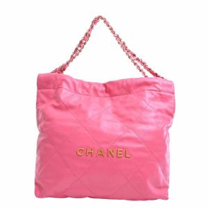 CHANEL シャネル レザー シャネル22 チェーン ショルダーバッグ ピンク レディース by｜b-rakuichi