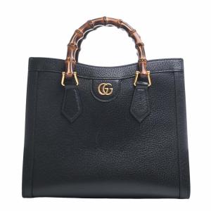 Gucci グッチ バンブー レザー ダイアナ ダブルG 2WAY ハンドバッグ 702721 ブラック レディース by｜b-rakuichi