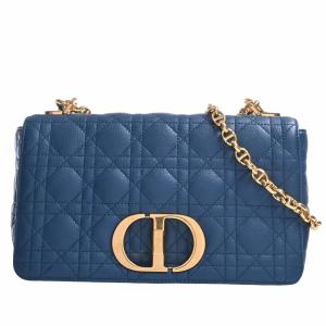 Christian Dior クリスチャンディオール カナージュ レザー カロ チェーン ショルダーバッグ ブルー レディース by｜b-rakuichi