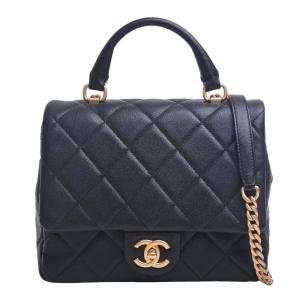 CHANEL シャネル キャビアスキン マトラッセ ココマーク トップハンドル 2WAY チェーン ショルダーバッグ ブラック レディース by｜b-rakuichi