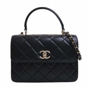 CHANEL シャネル ラムスキン マトラッセ ココマーク トップハンドル 2WAY チェーン ショルダーバッグ ブラック レディース by｜b-rakuichi