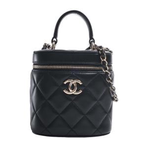 CHANEL シャネル ラムスキン マトラッセ ココマーク 2WAY 縦型 バニティバッグ チェーン ショルダーバッグ ブラック レディース by｜b-rakuichi