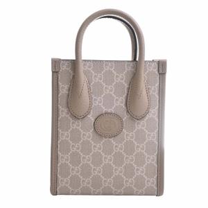 Gucci グッチ インターロッキングG GGスプリーム レザー ミニ トートバッグ 2WAY ショルダーバッグ 671623 ベージュ/ホワイト レディース by｜b-rakuichi