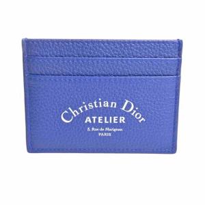 【中古】 Christian Dior クリスチャンディオール アトリエ レザー カードケース パスケース ネイビー レザー  gy｜b-rakuichi