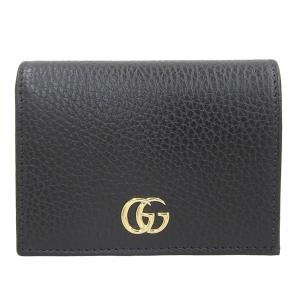 Gucci グッチ GGマーモント レザー 二つ折り コンパクト財布 456126 ブラック レディース gy｜b-rakuichi