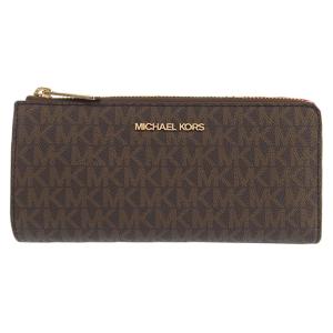 Michael Kors マイケルコース ジェットセット トラベル ラージ ロゴ クォーターウォレット L字ファスナー長財布 35F8GTVZ3B ブラウン レディース gy｜b-rakuichi