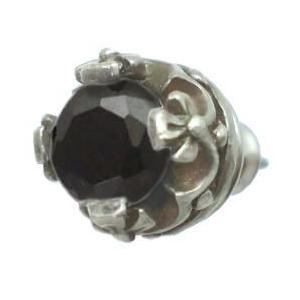 ブラックキュービック クロス クラウン シルバー ピアス