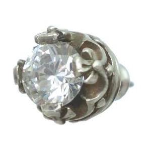 クリアキュービック クロス クラウン シルバー ピアス