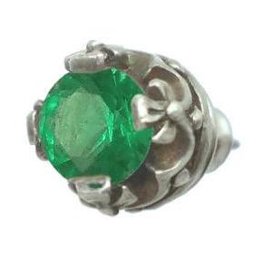 エメラルドグラス クロス クラウン シルバー ピアス