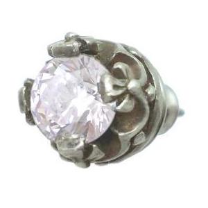 ラベンダーキュービック クロス クラウン シルバー ピアス