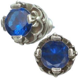 ブルースピネル クロス クラウン シルバー ピアス(ペア)