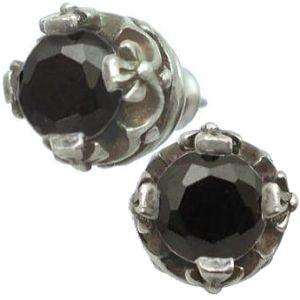 ブラックキュービック クロス クラウン シルバー ピアス(ペア)