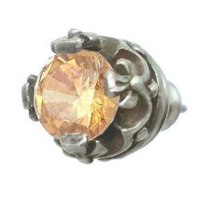 シャンパンキュービック クロス クラウン シルバー ピアス