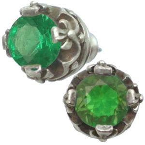 エメラルドグラス クロス クラウン シルバー ピアス(ペア)