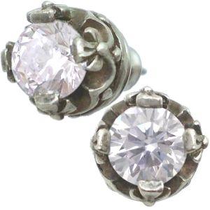 ラベンダーキュービック クロス クラウン シルバー ピアス(ペア)